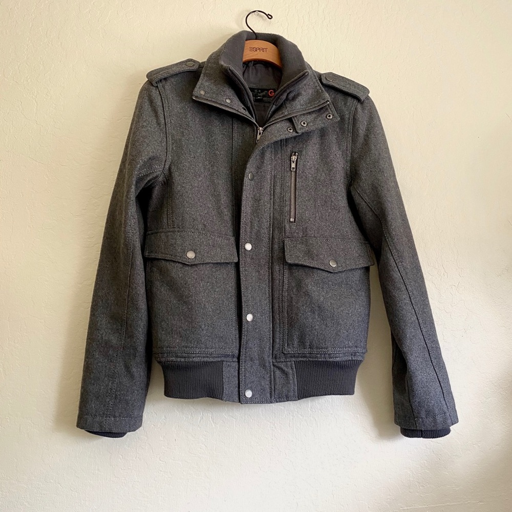 G by Guess gray wool moto jacket
